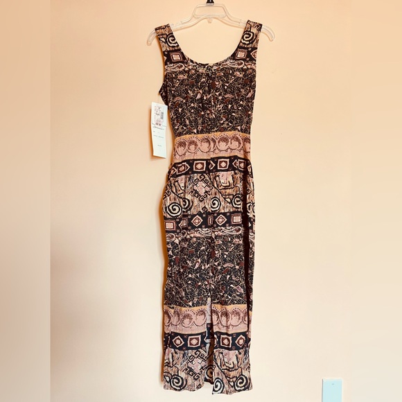 S.Roberts Vintage African Queen Brown Faux Wrap Dress - Picture 3 of 8